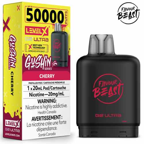 Flavour Beast Level X G2 Ultra pod 50k Gushin Cherry 20mg/mL (Provincials)