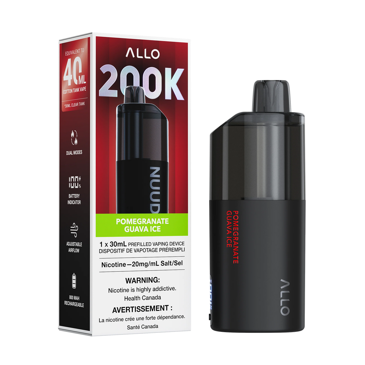 Allo Nuud 200k Pomegranate Guava Ice 20mg - 30ml disposable (Provincial)