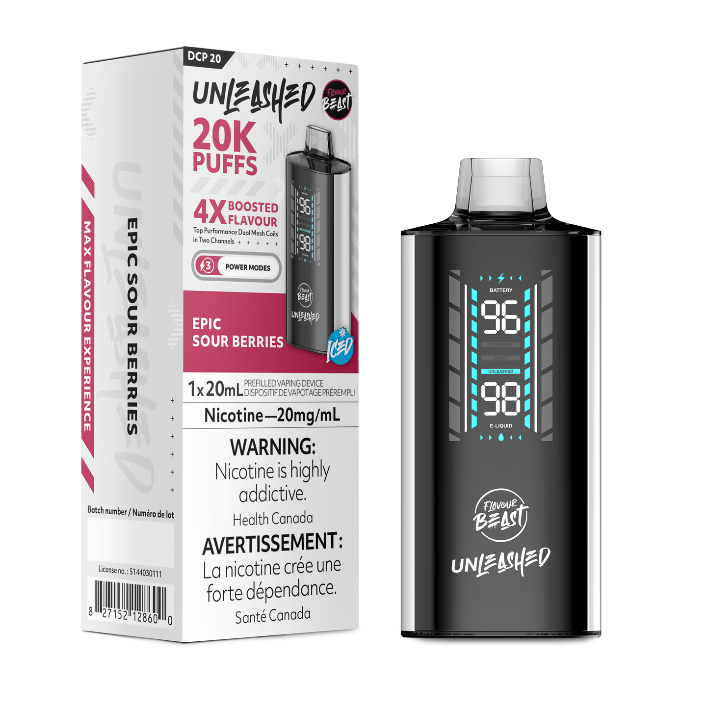 Flavour Beast Unleashed 20K Epic Sour Berries 20mg disposable (Provincial)