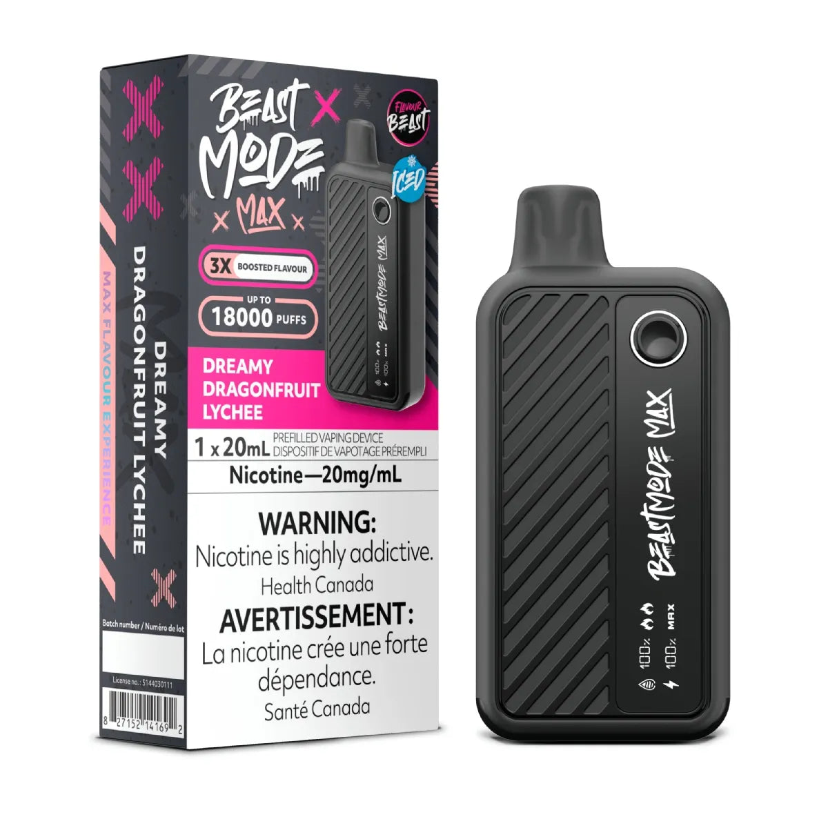 Flavour Beast Mode Max 18k Dreamy Dragonfruit Lychee Iced 20mg disposable (Provincial)
