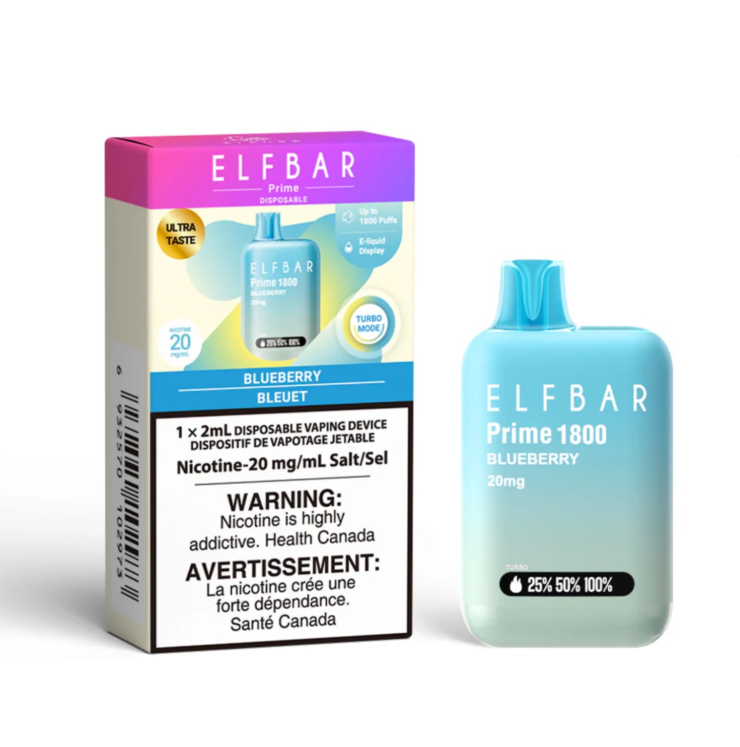 ELF BAR Prime 1800 Blueberry 20mg/ml disposable (Provincial)
