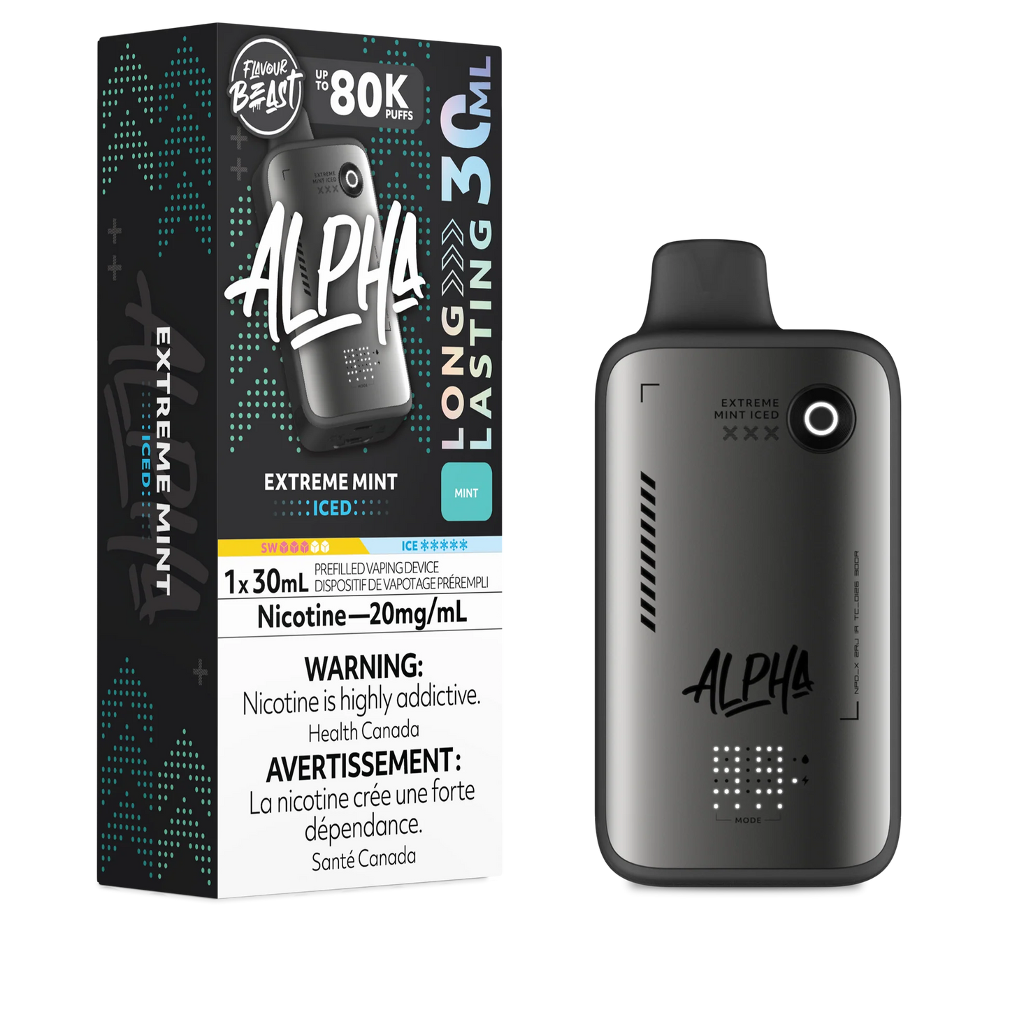 Flavour Beast Alpha 80K Extreme Mint Iced 20mg disposable (Provincial)
