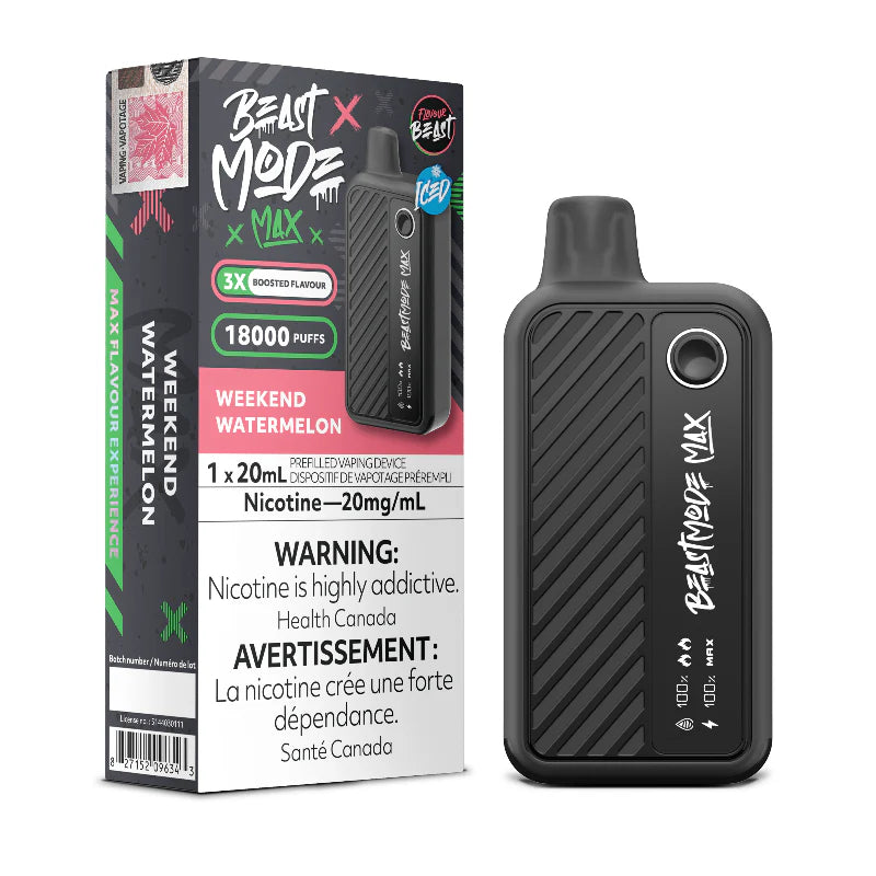 Flavour Beast Mode Max 18k Weekend Watermelon Iced 20mg disposable (Provincial)