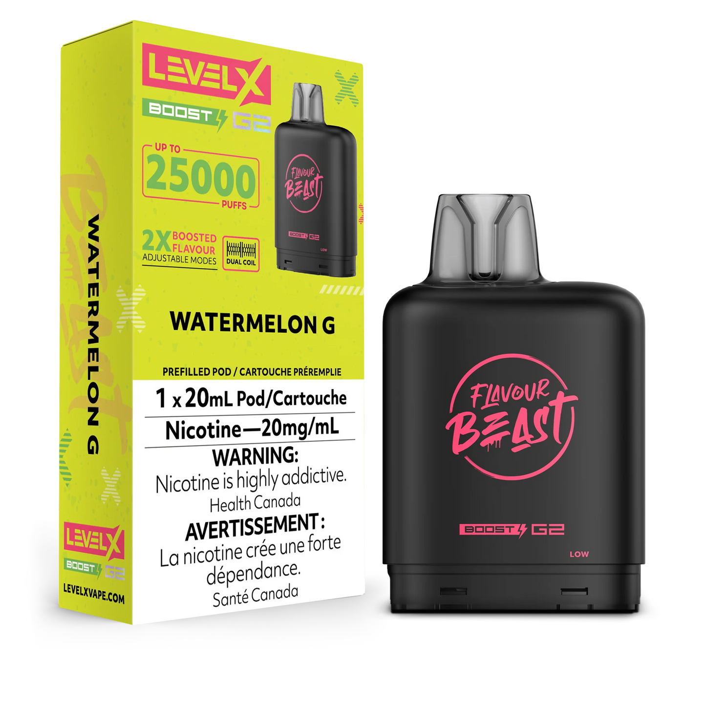 Flavour Beast LevelX Boost Pod G2 25K Watermelon G 20mg/mL (Provincial)