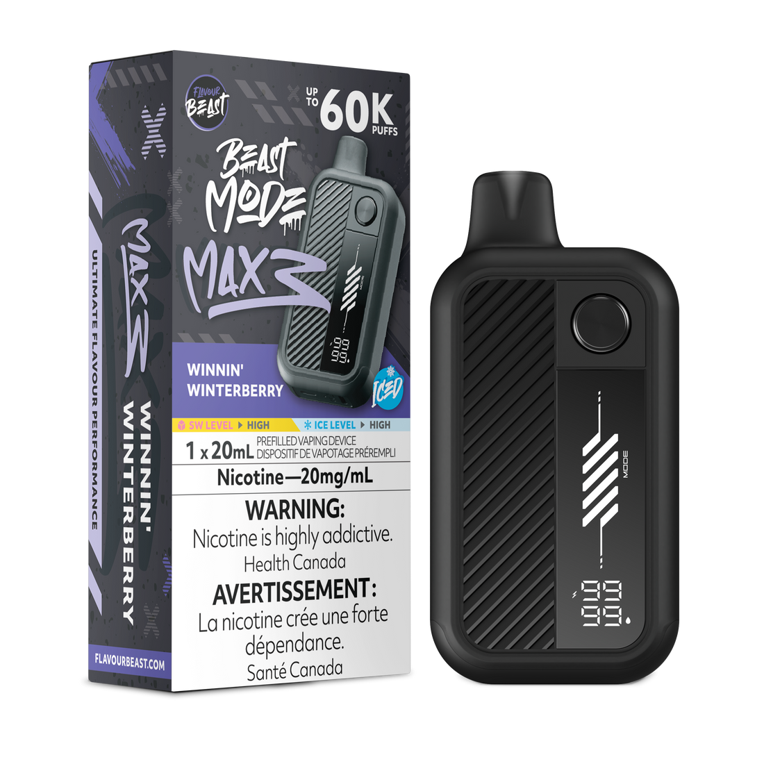Flavour beast Mode Max 3 60K Winnin Winterberry Iced 20mg/ml disposable (Provincial)