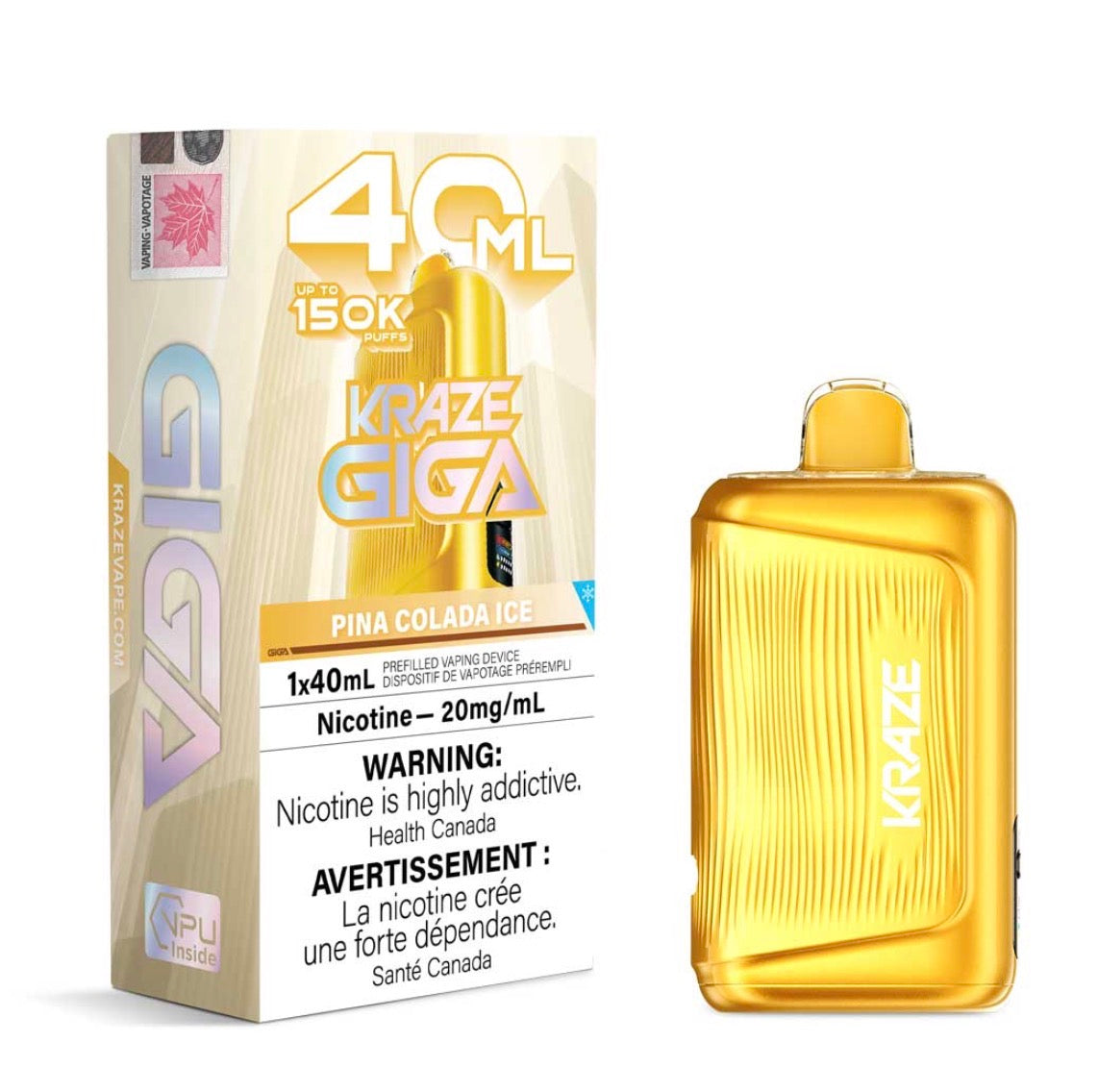 Kraze Giga 40ml 150k puff disposable Pina Colada Ice (Provincial)