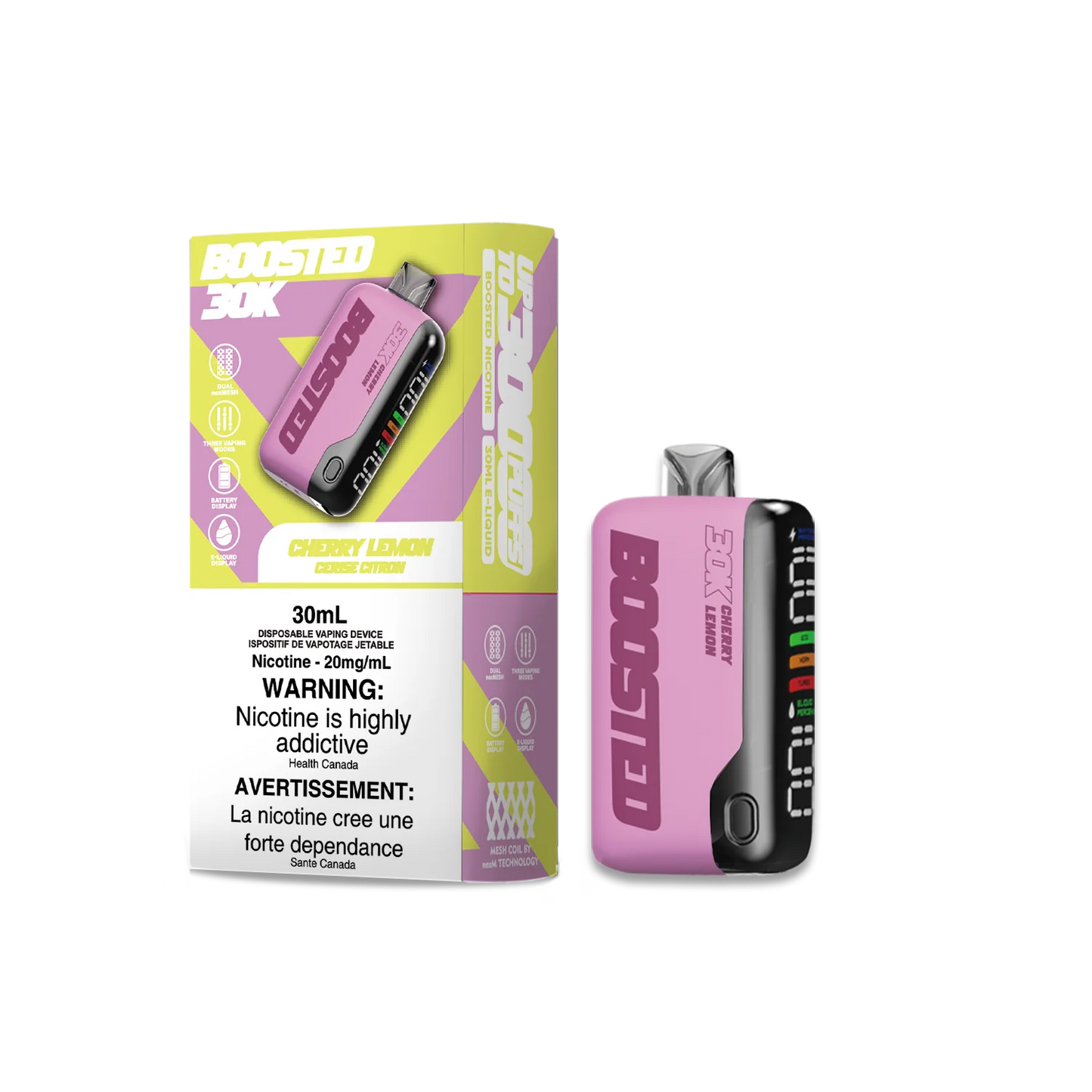 Boosted 30K Cherry Lemon Disposable Vape 20mg/ml (Provincial)