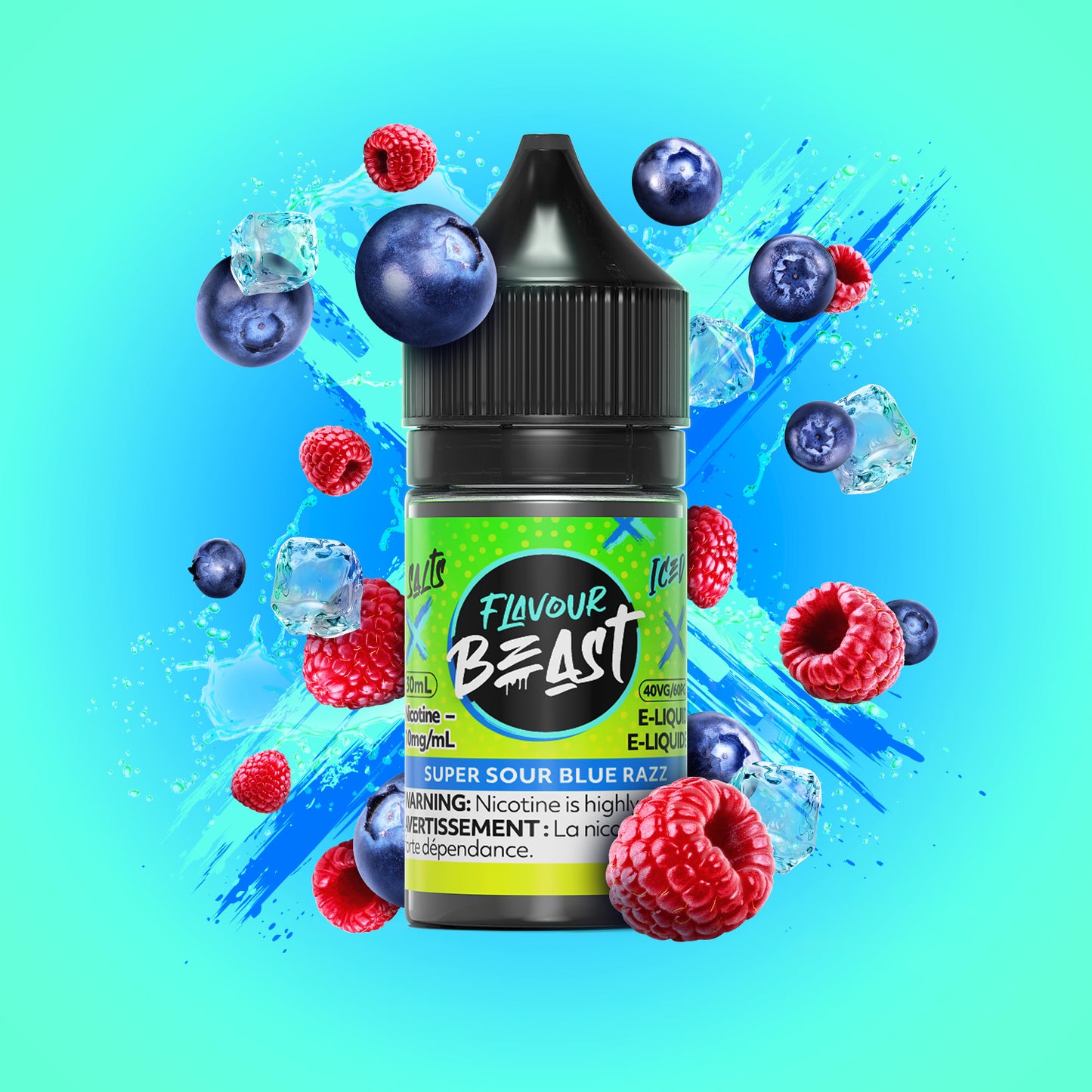 Flavour Beast E-Liquid Super Sour Blue Razz Iced 20mg - 30ml (Provincial)