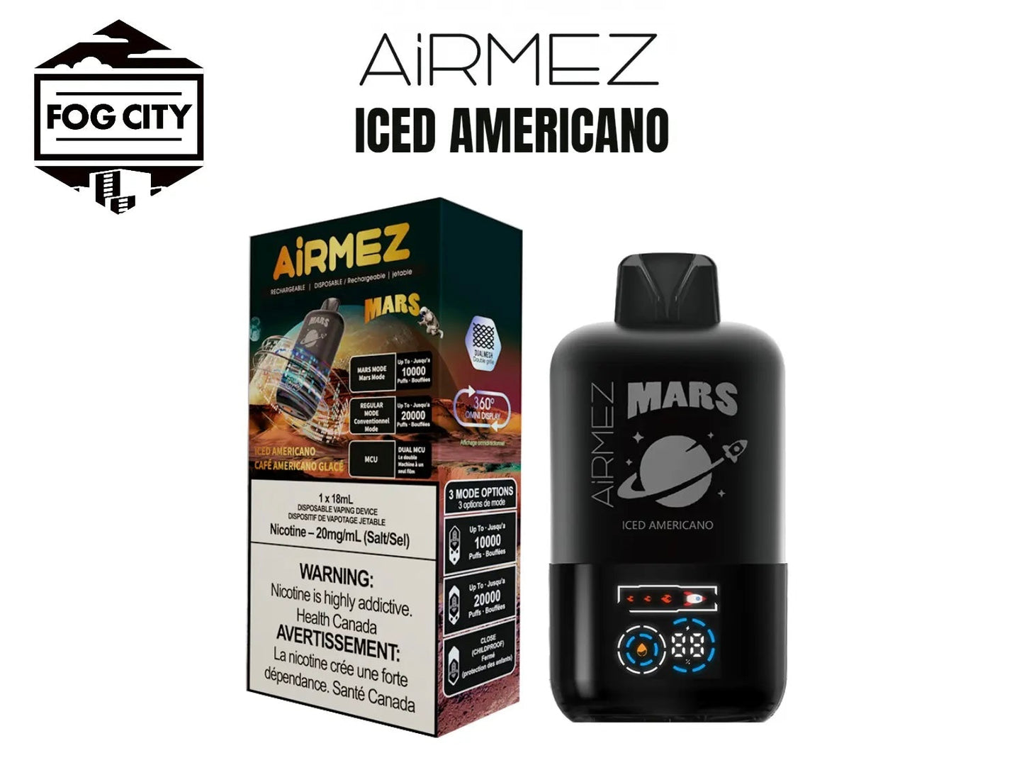 AiRMEZ Mars Iced Americano 10k Disposable 18mL/20mg(Provincial)