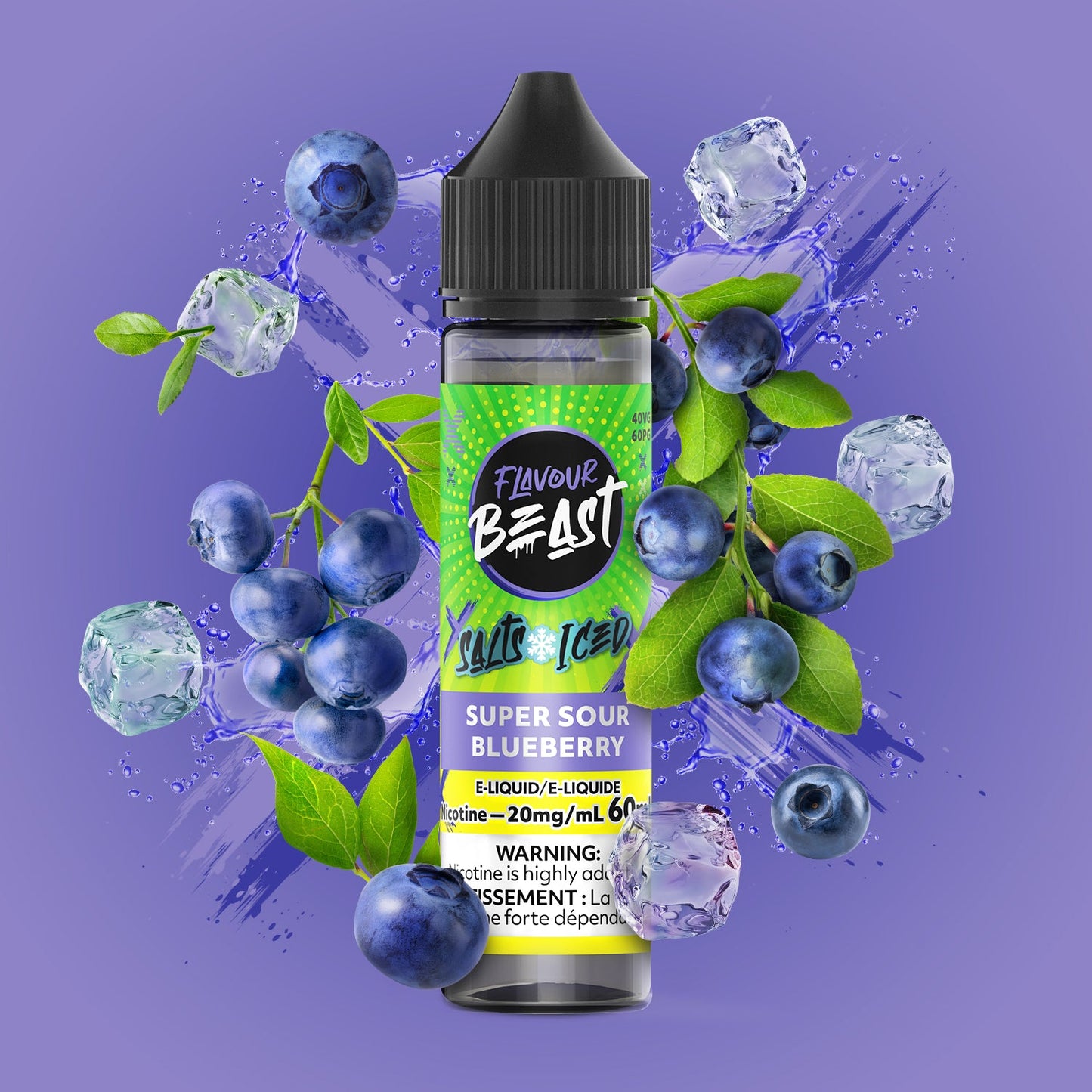 Flavour Beast E-Liquid Super Sour Blueberry Iced 20mg - 60ml (Provincial)