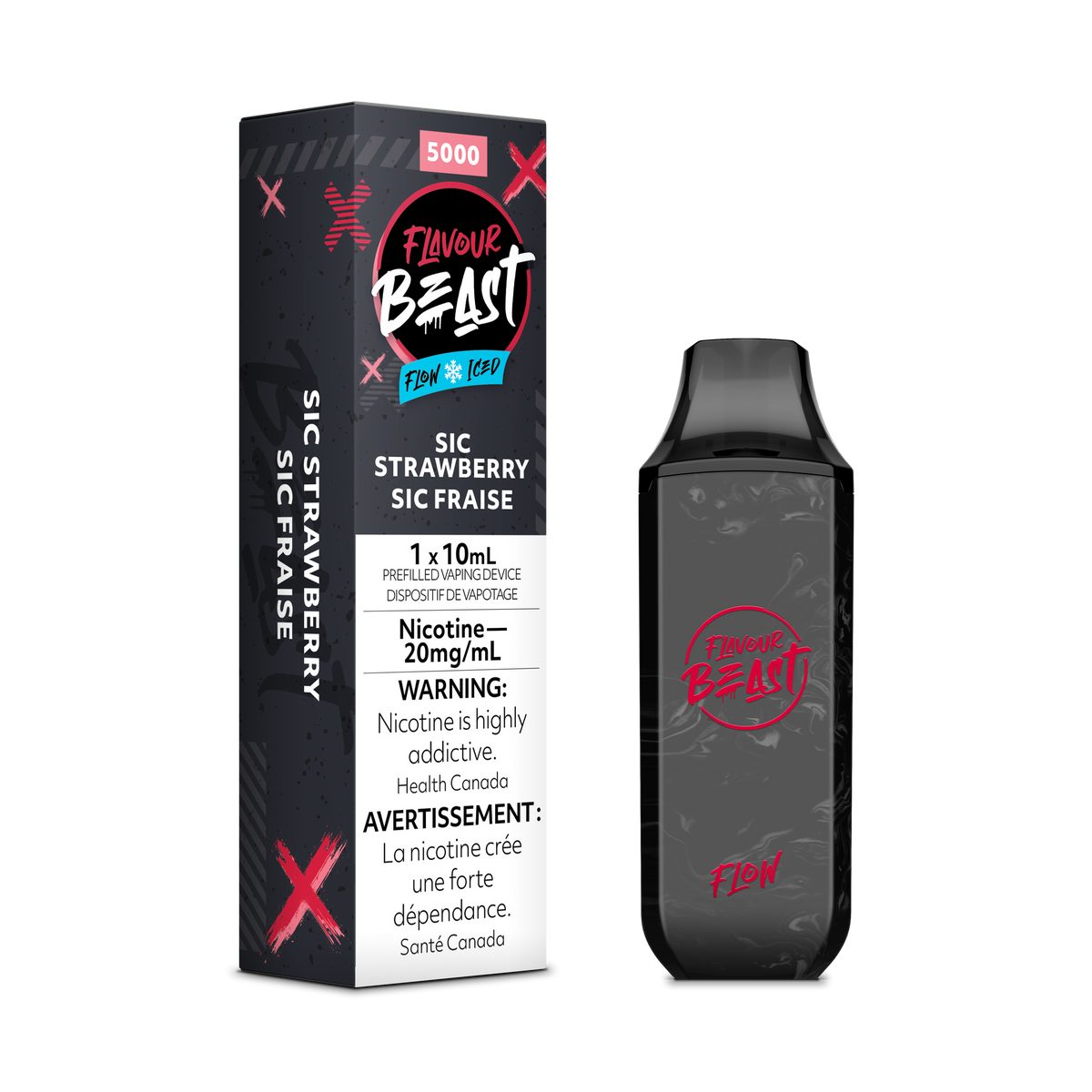 Flavour beast flow 5000 Sic Strawberry Iced 20mg/mL disposable (Provincial)