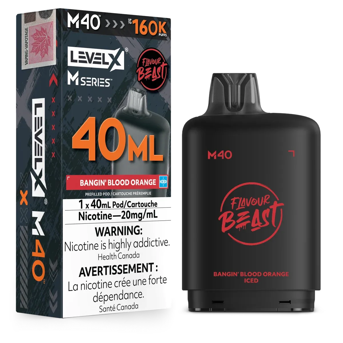 Flavour Beast Level X M series 160k pod Bangin’ Blood Orange Iced 20mg (Provincial)
