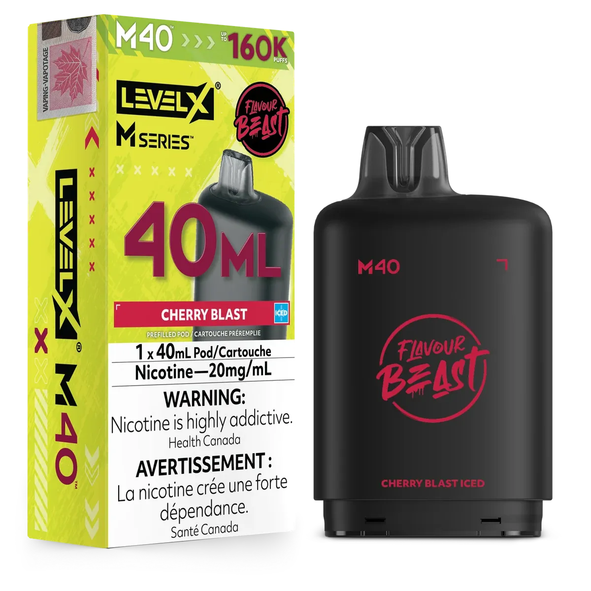 Flavour Beast Level X M series 160k pod Cherry Blast Iced 20mg (Provincial)