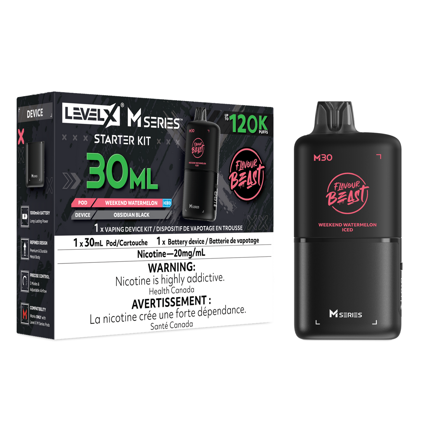 Flavour Beast Level X M series Starter Kit 120k pod Weekend Watermelon Iced 20mg Provincial