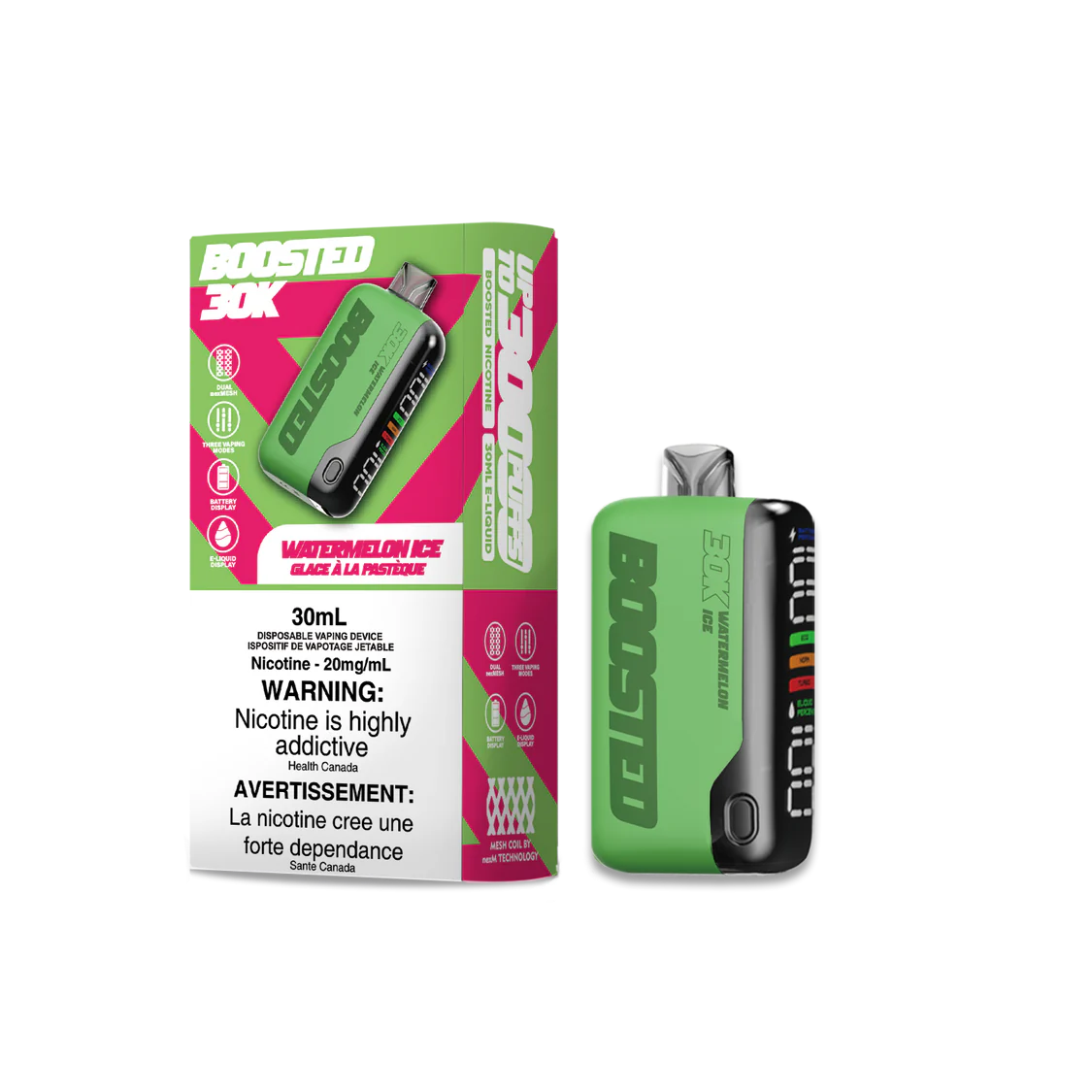 Boosted 30K Watermelon Ice Disposable Vape 20mg/ml (Provincial)