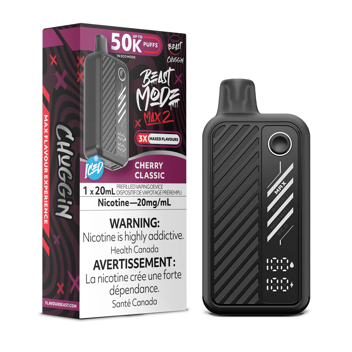 Flavour Beast Mode Max2 50k Cherry Classic Iced 20mg disposable (Provincial)