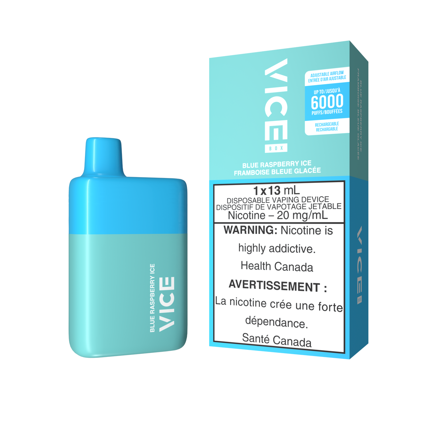 Vice Box 6000 Blue Raspberry Ice 20mg/mL disposable (Provincial)