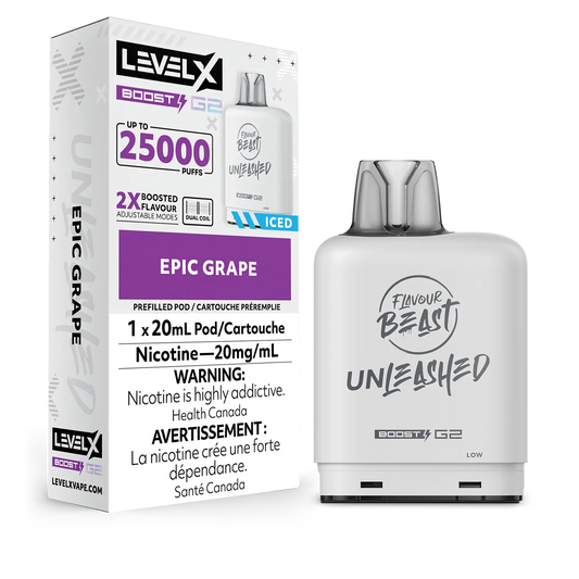 Flavour Beast Unleashed LevelX Boost Pod G2 25K Epic Grape Iced 20mg (Provincial)