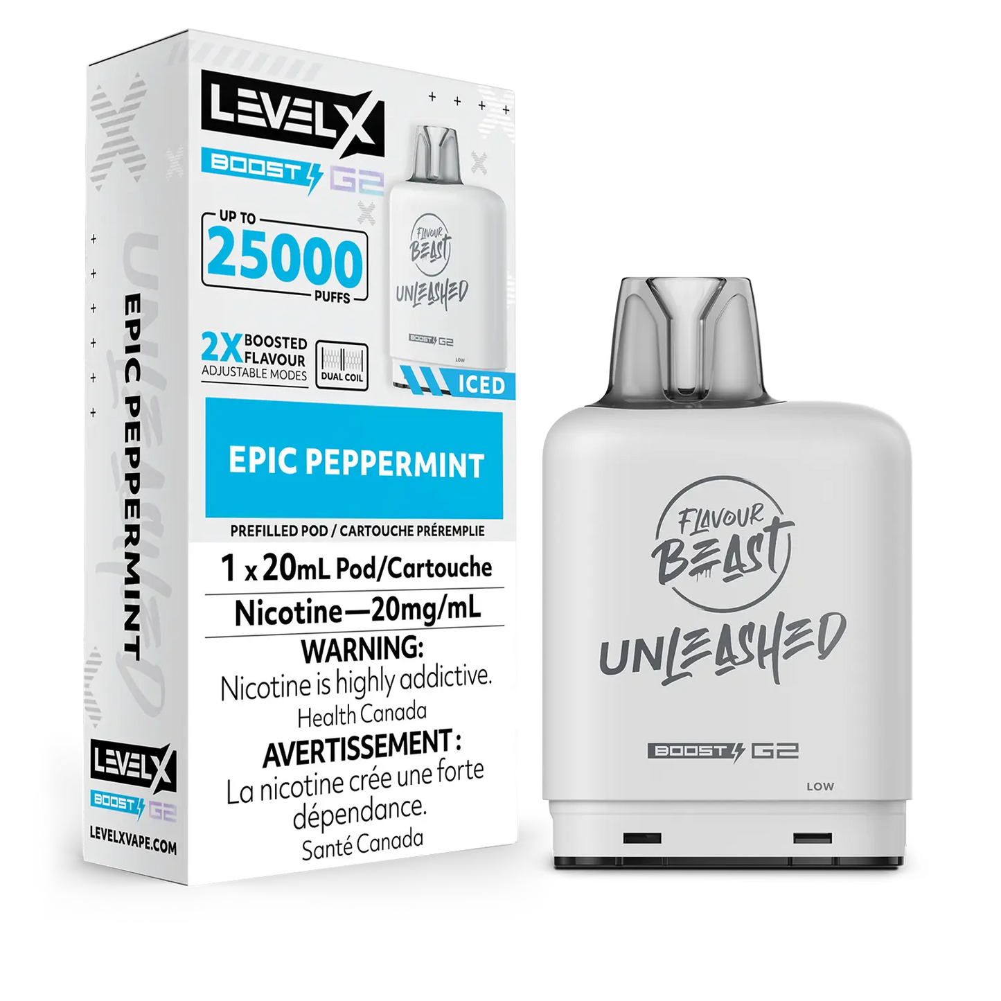 Flavour Beast Unleashed LevelX Boost Pod G2 25K Epic Peppermint Iced 20mg (Provincial)