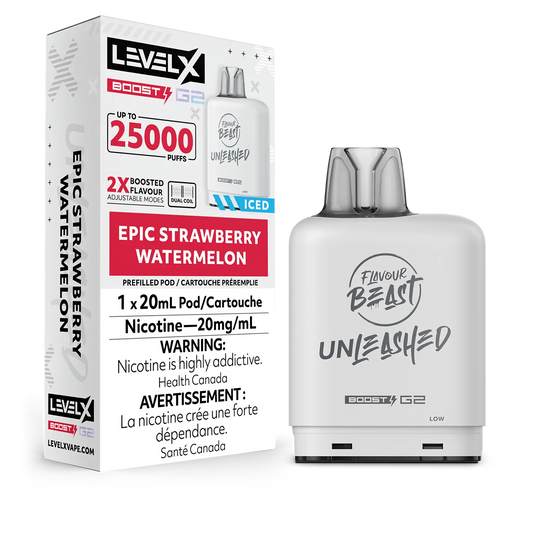 Flavour Beast Unleashed LevelX Boost Pod G2 25K Epic Strawberry Watermelon Iced 20mg (Provincial)