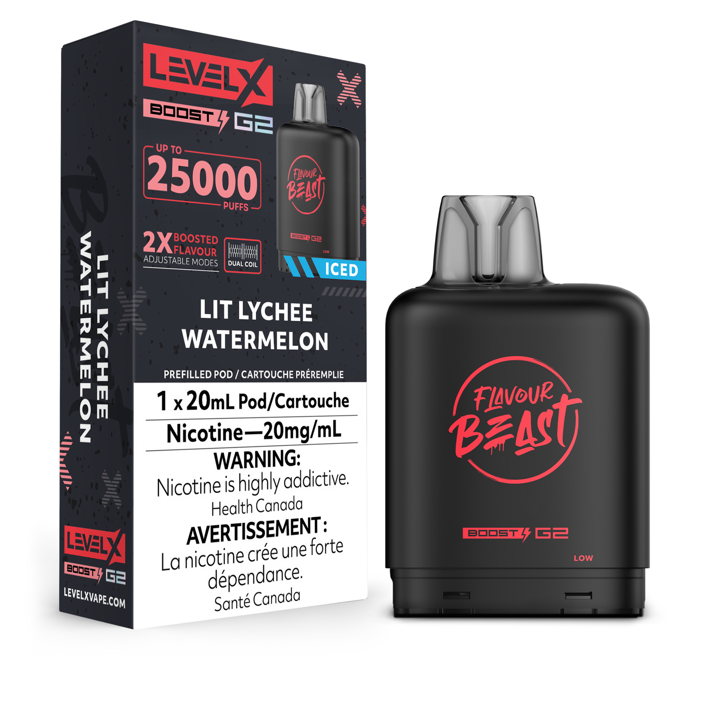 Flavour Beast LevelX Boost Pod G2 25K Lit Lychee Watermelon 20mg (Provincial)
