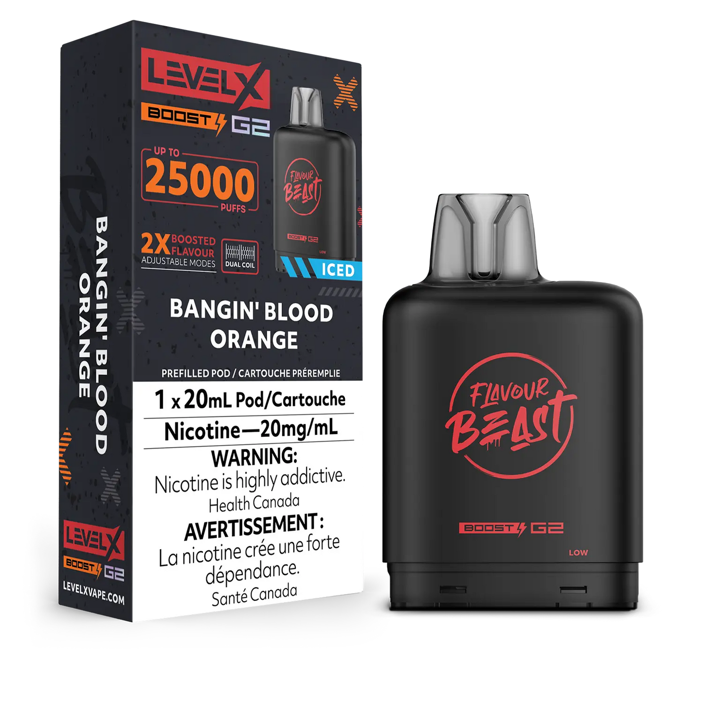 Flavour Beast LevelX Boost Pod G2 25K Bangin’ Blood Orange Iced 20mg (Provincial)