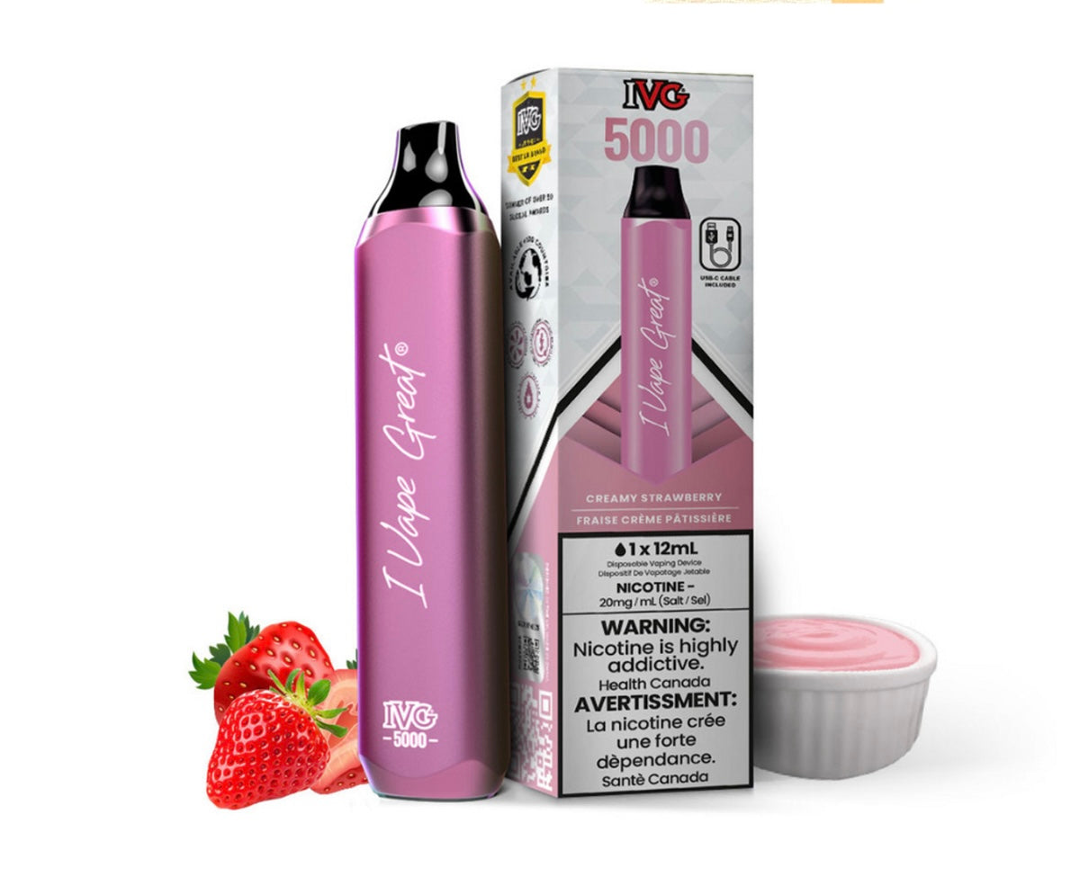 Ivg 5000 Strawberrilicious (Creamy Strawberry) 20mg/mL disposable (Provincial)