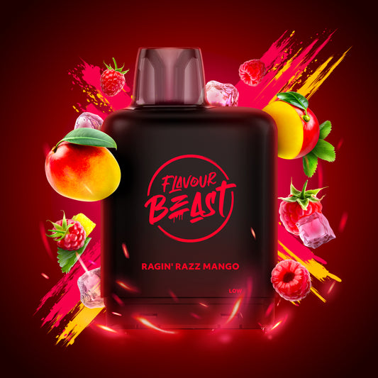 Flavour beast LevelX Boost pod 25K Ragin’ razz mango Iced 20mg/mL