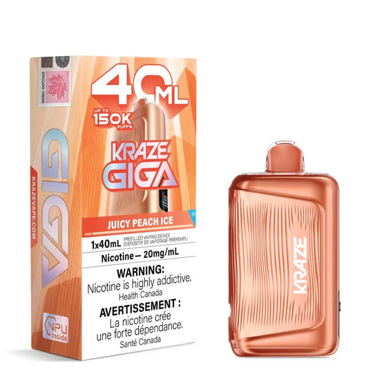 Kraze Giga 40ml 150k puff disposable Juicy Peach Ice (Provincial)