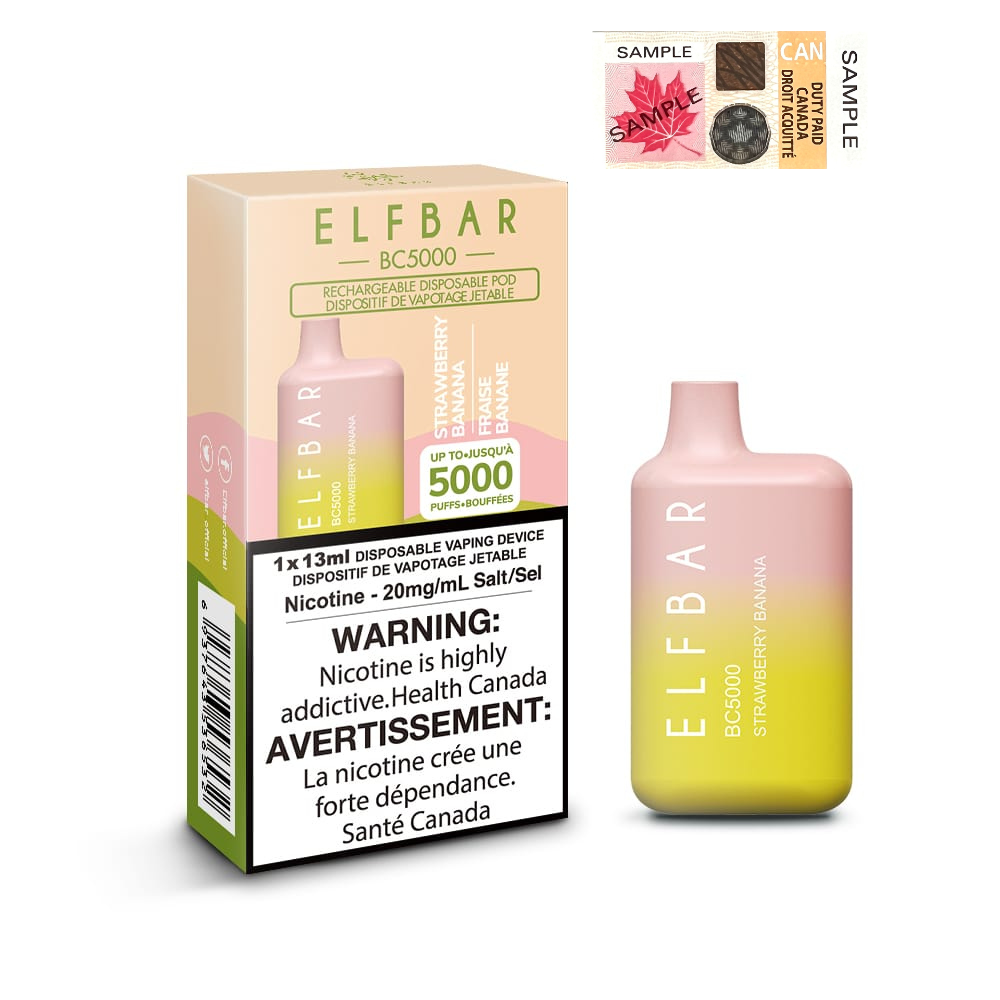 Elf Bar BC5000 Strawberry Banana 20mg/mL disposable