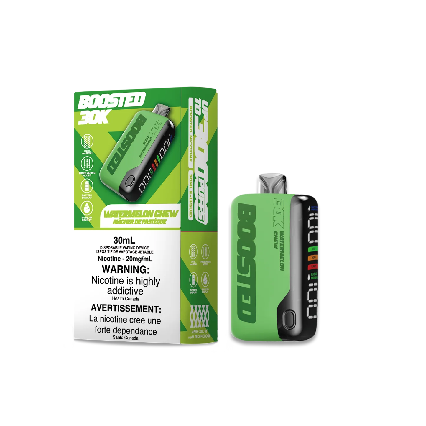 Boosted 30K Watermelon G Disposable Vape 20mg/ml (Provincial)