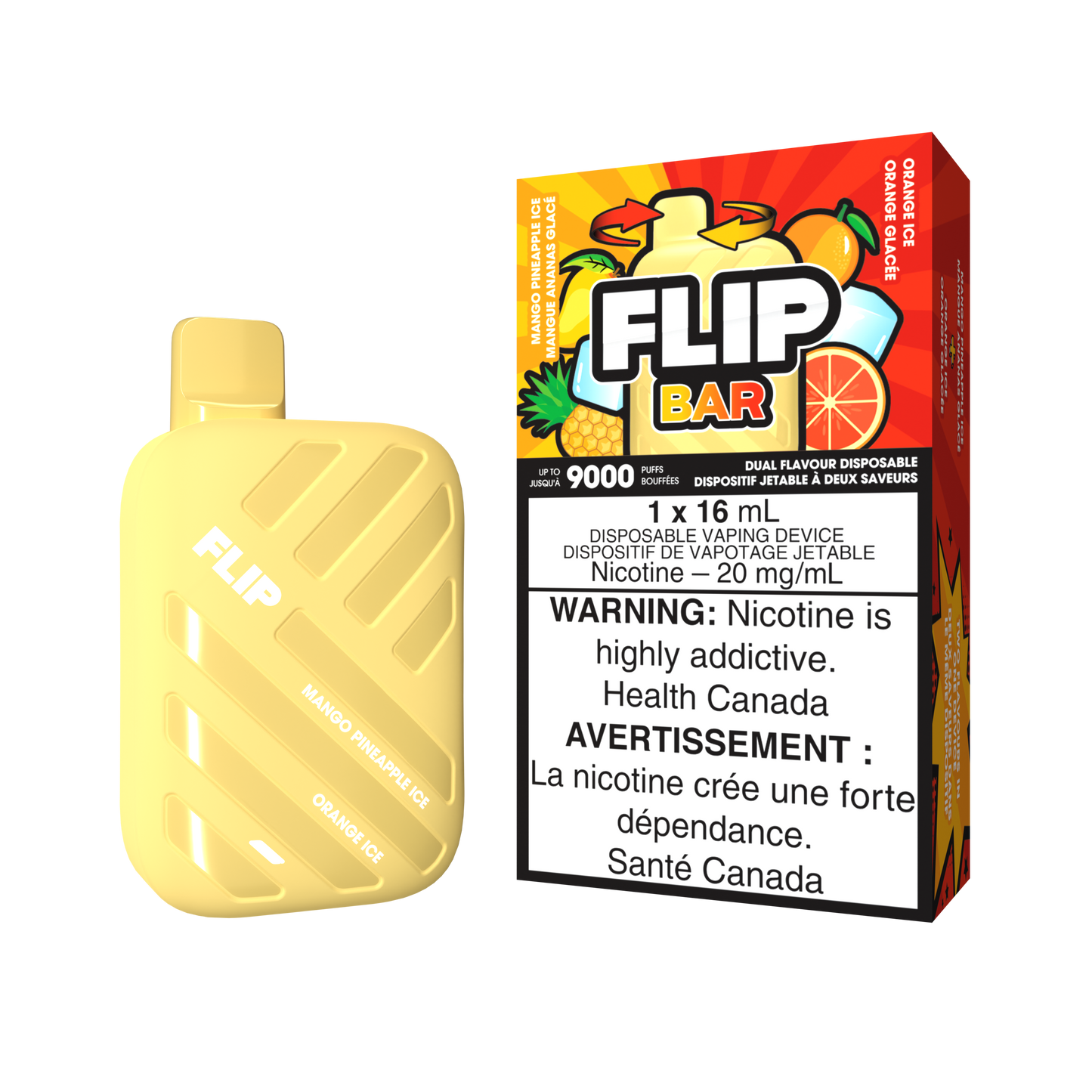 Flip Bar 9000 Mango pineapple ice + Orange ice 20mg/mL disposable (Provincial)