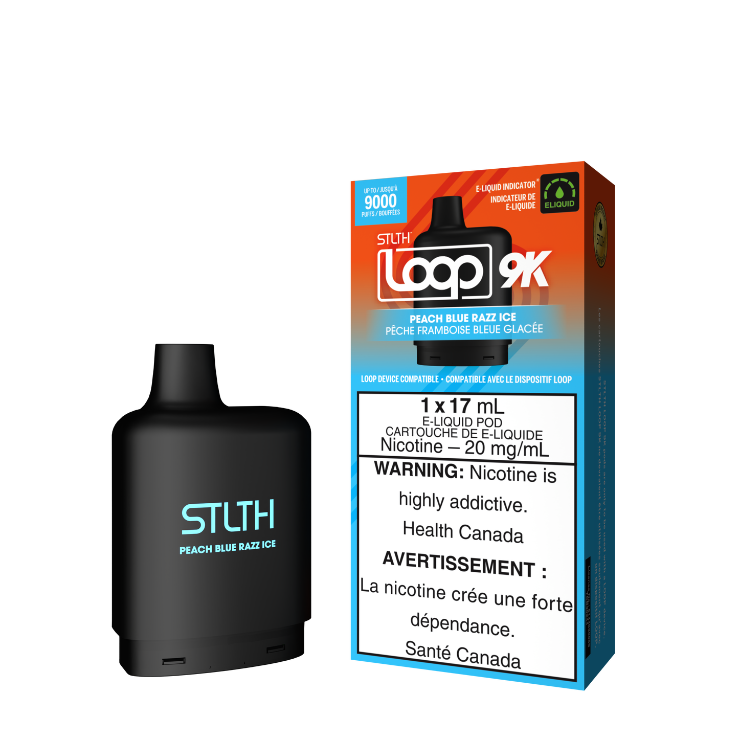 Stlth Loop pod 9K Peach Blue Razz ice 20mg - 17ml