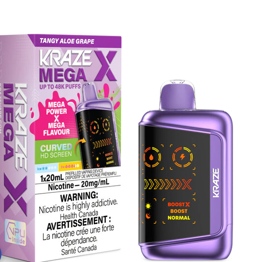Kraze Mega X 48K Tangy Aloe Grape 20mg Disposable (Provincial)