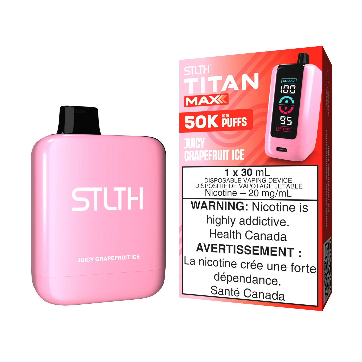 STLTH Titan Max 50K Juicy grapefruit Ice Disposable 20mg/mL (Provincial)