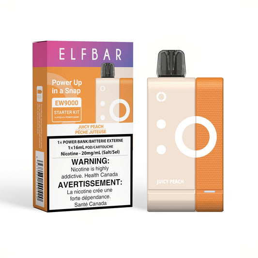 Elf Bar EW9000 Starter Kit - Juicy Peach Ice (Pod + Power Bank) 20mg