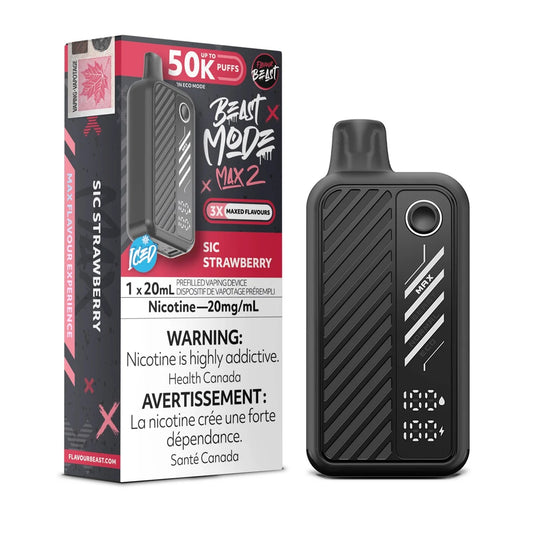 Flavour Beast Mode Max2 50k Sic Strawberry Iced 20mg disposable (Provincial)
