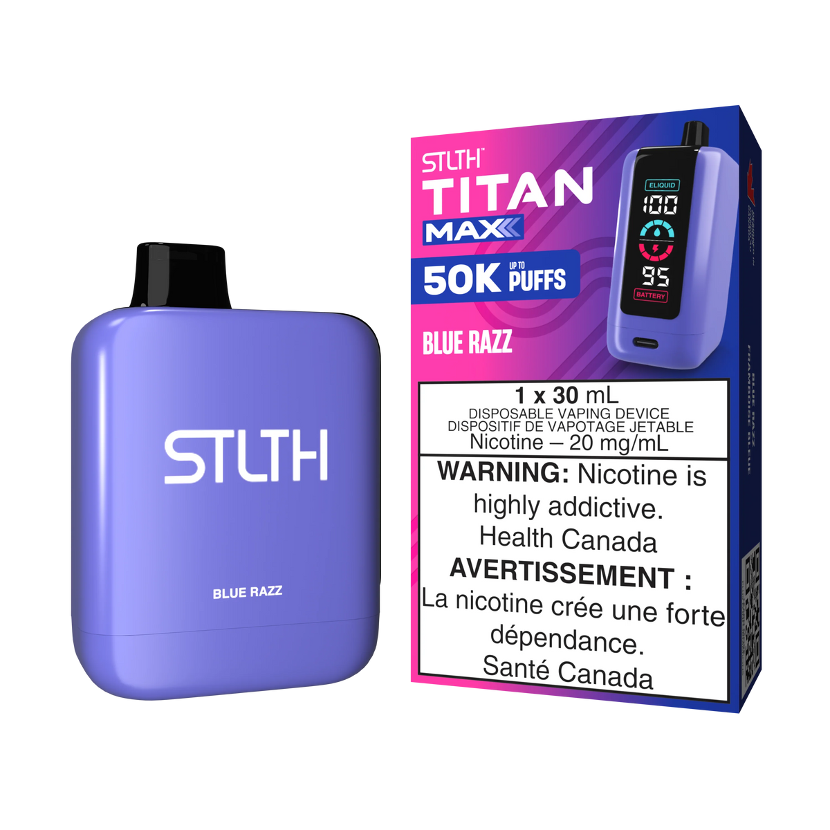 STLTH Titan Max 50K Blue Razz Disposable 20mg/mL (Provincial)