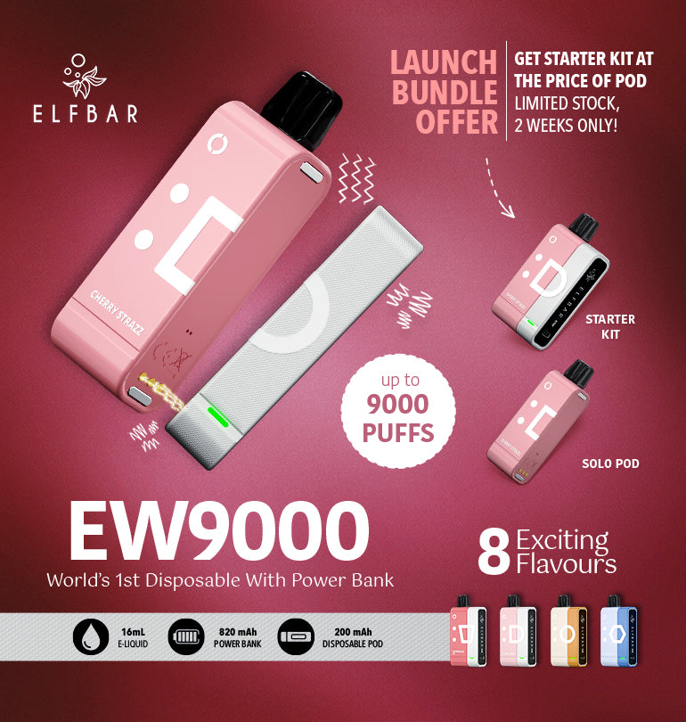 Elf Bar EW9000 Starter Kit - Blue Razz Ice (Pod + Power Bank) 20mg