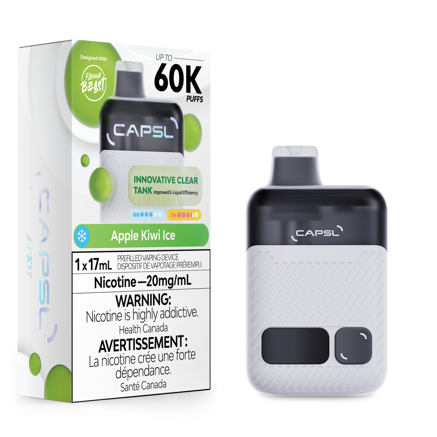 Capsl 60k Apple Kiwi Ice 20mg/ml Disposable (Provincial)