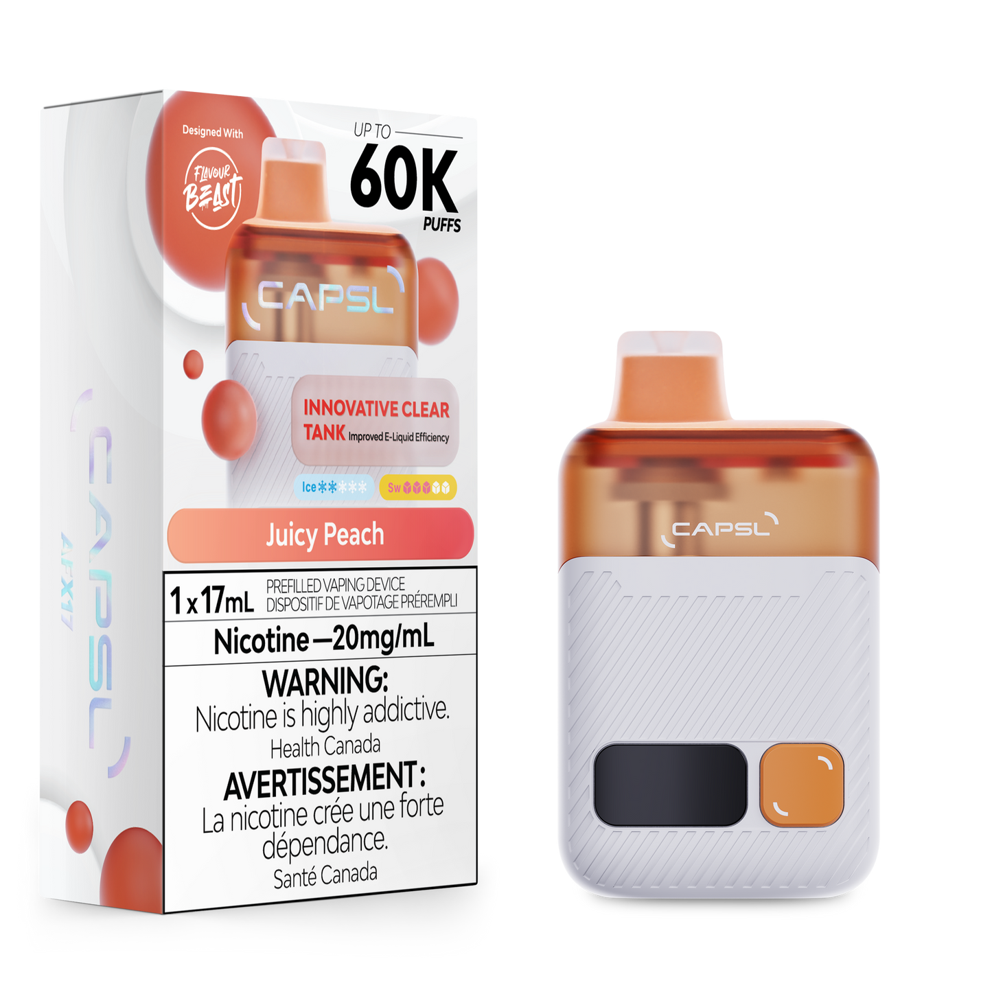 Capsl 60k Juicy Peach 20mg/ml Disposable (Provincial)