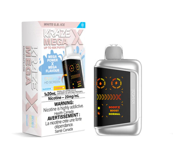Kraze Mega X 48K White G.B. Ice 20mg Disposable (Provincial)