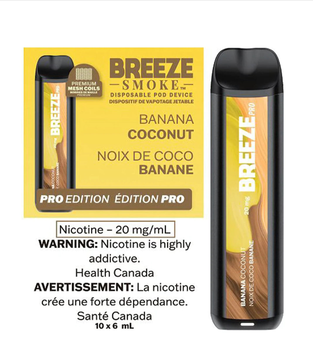 Breeze Pro Synthetic 50 2000 Banana Coconut 20mg/mL disposable