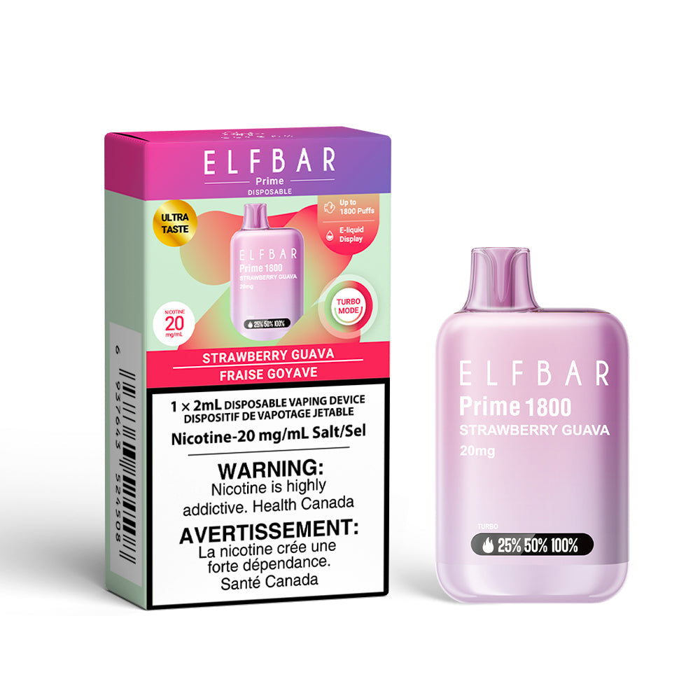 Elf Bar Prime 1800 Strawberry Guava 20mg/mL Disposable (Provincial)