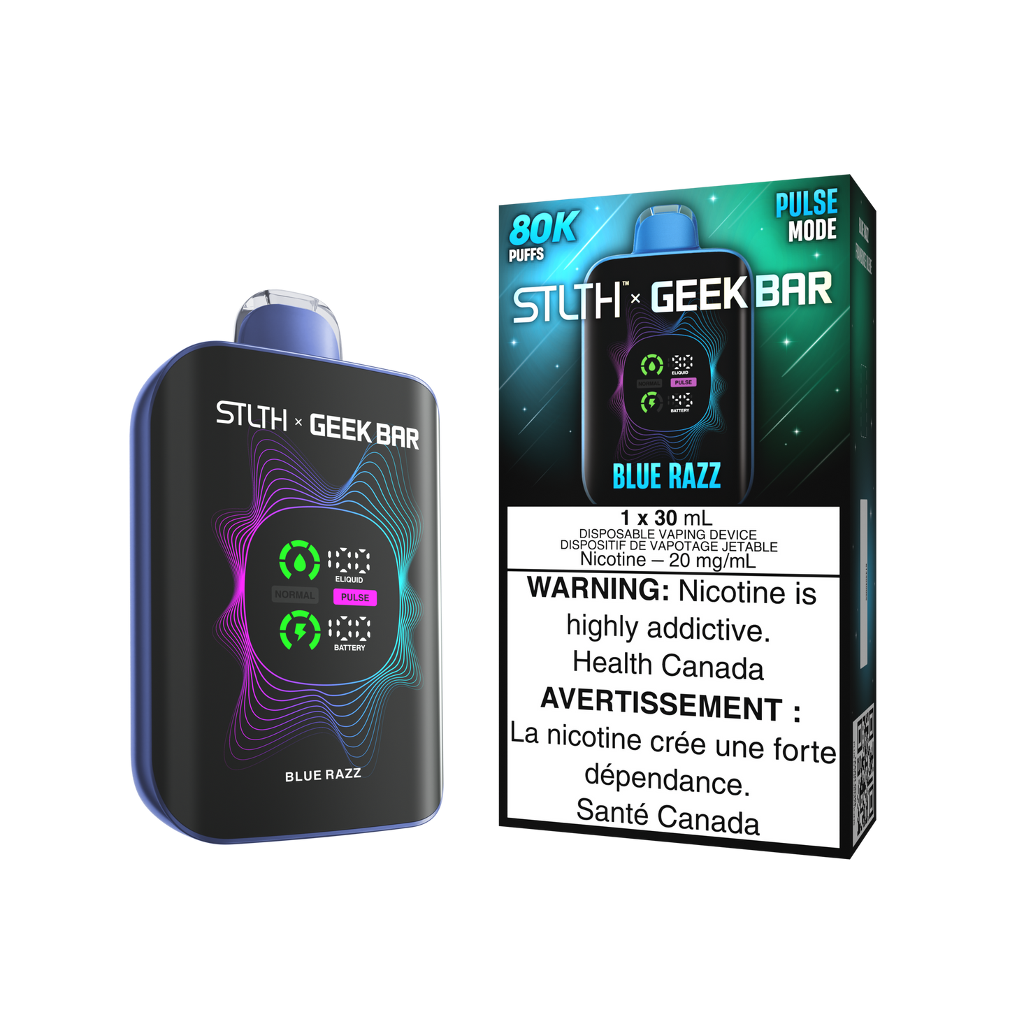 Stlth X Geek Bar 80k Blue Razz 20mg/30mL disposable (Provincial)