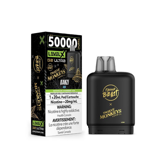 Flavour Beast x12 Monkeys Level X G2 Ultra pod 50k Kanzi Iced 20mg/mL (Provincial)