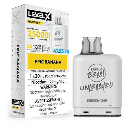 Flavour Beast Unleashed LevelX Boost Pod G2 25K Epic Banana Iced 20mg (Provincial)