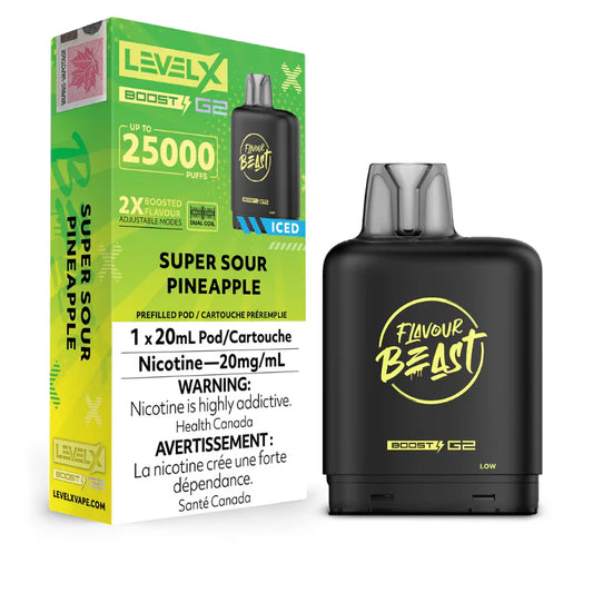 Flavour Beast LevelX Boost Pod G2 25K Super Sour Pineapple Iced 20mg (Provincial)