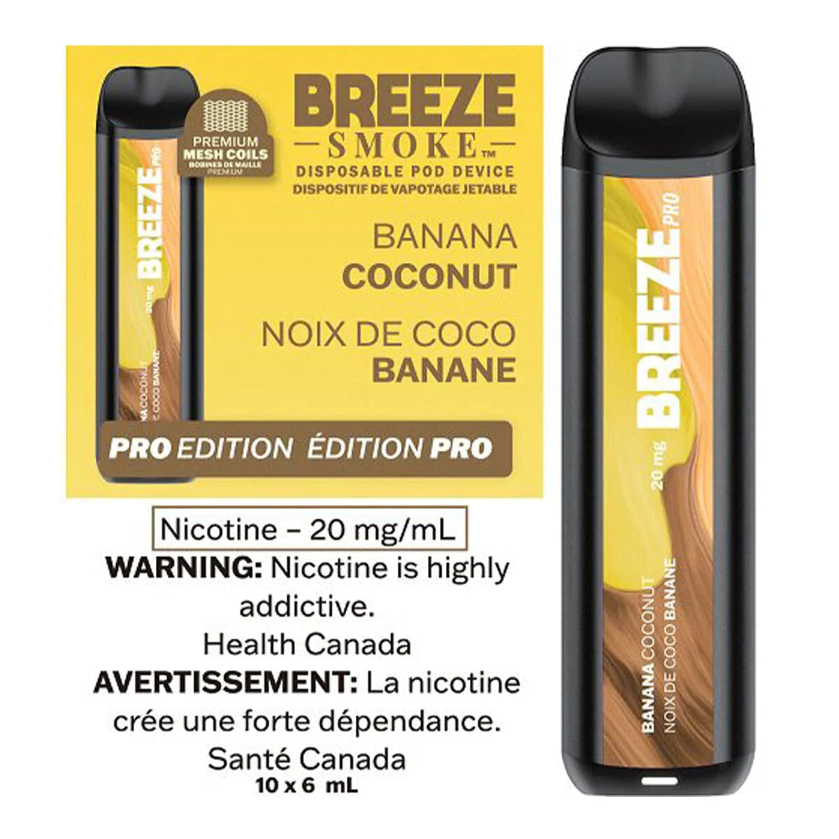 Breeze Pro 2000 Banana Coconut 20mg/mL disposable (Provincial)