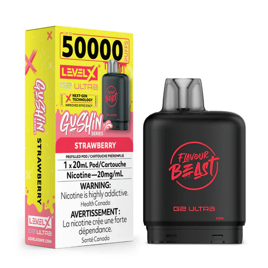 Flavour Beast  Level X G2 Ultra pod 50k Gushin Strawberry 20mg/mL (Provincial)